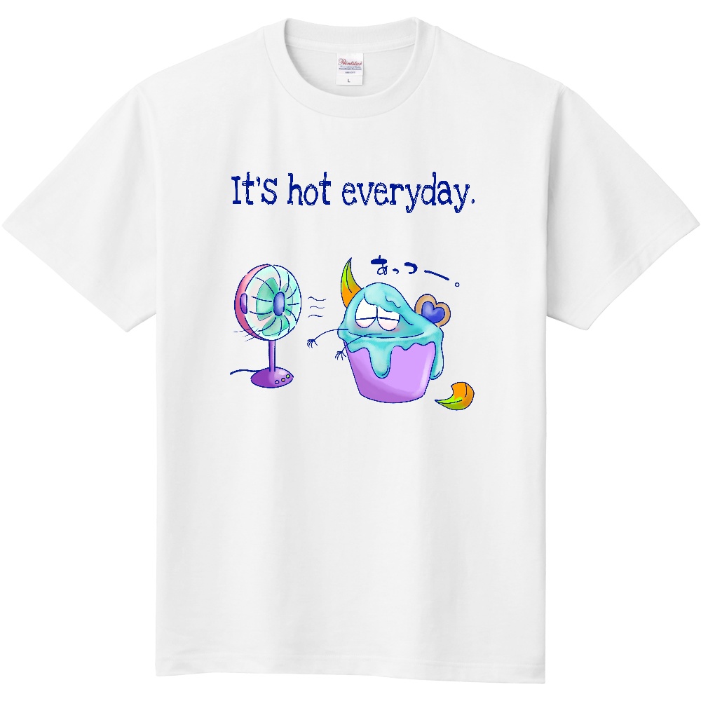 【アイスくん】扇風機で涼むアイスくんTシャツ 白