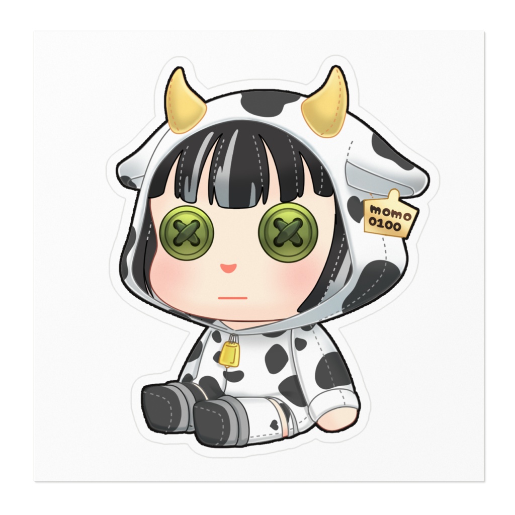 うしのぬいぐるみ ステッカー