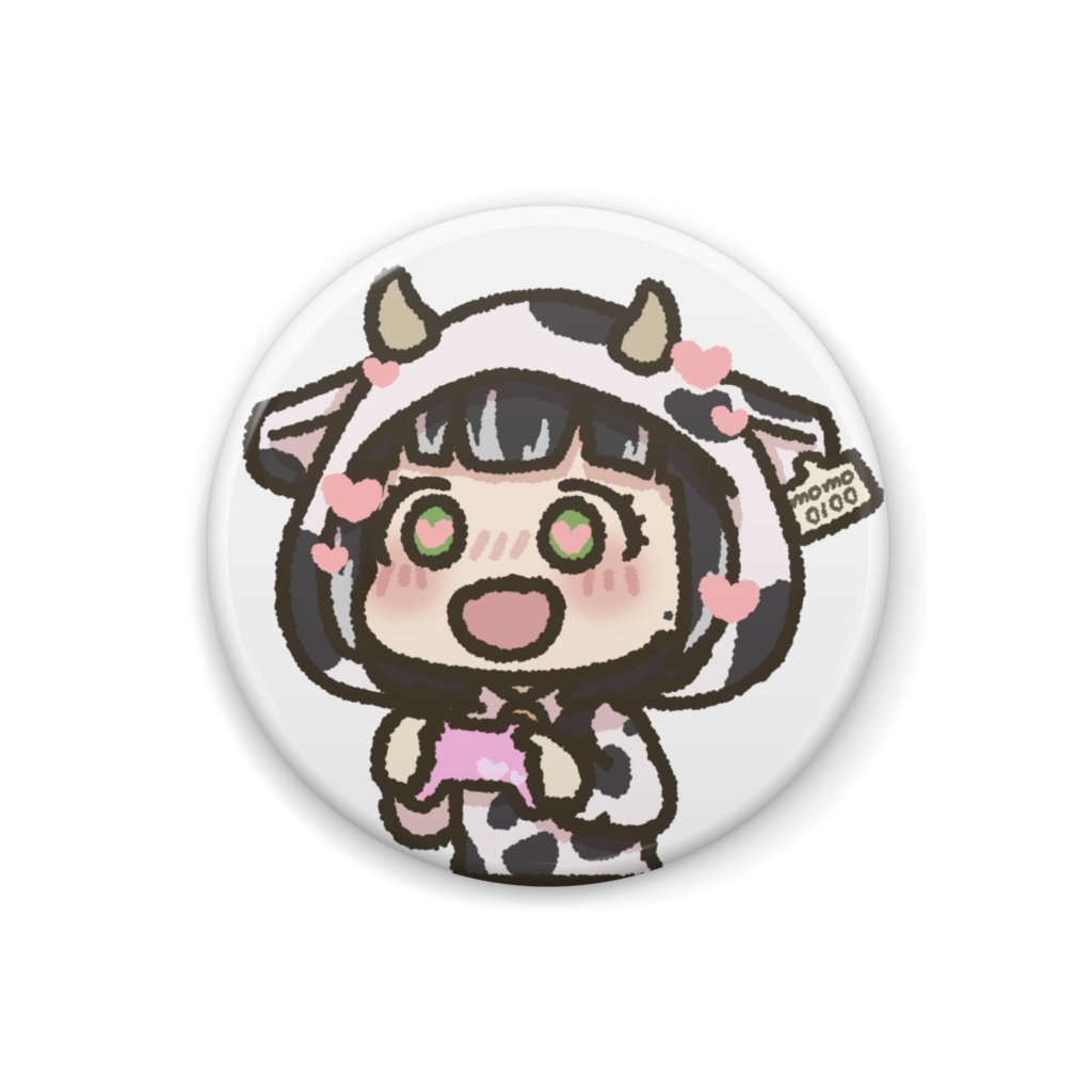 うしの缶バッジ【ハート】