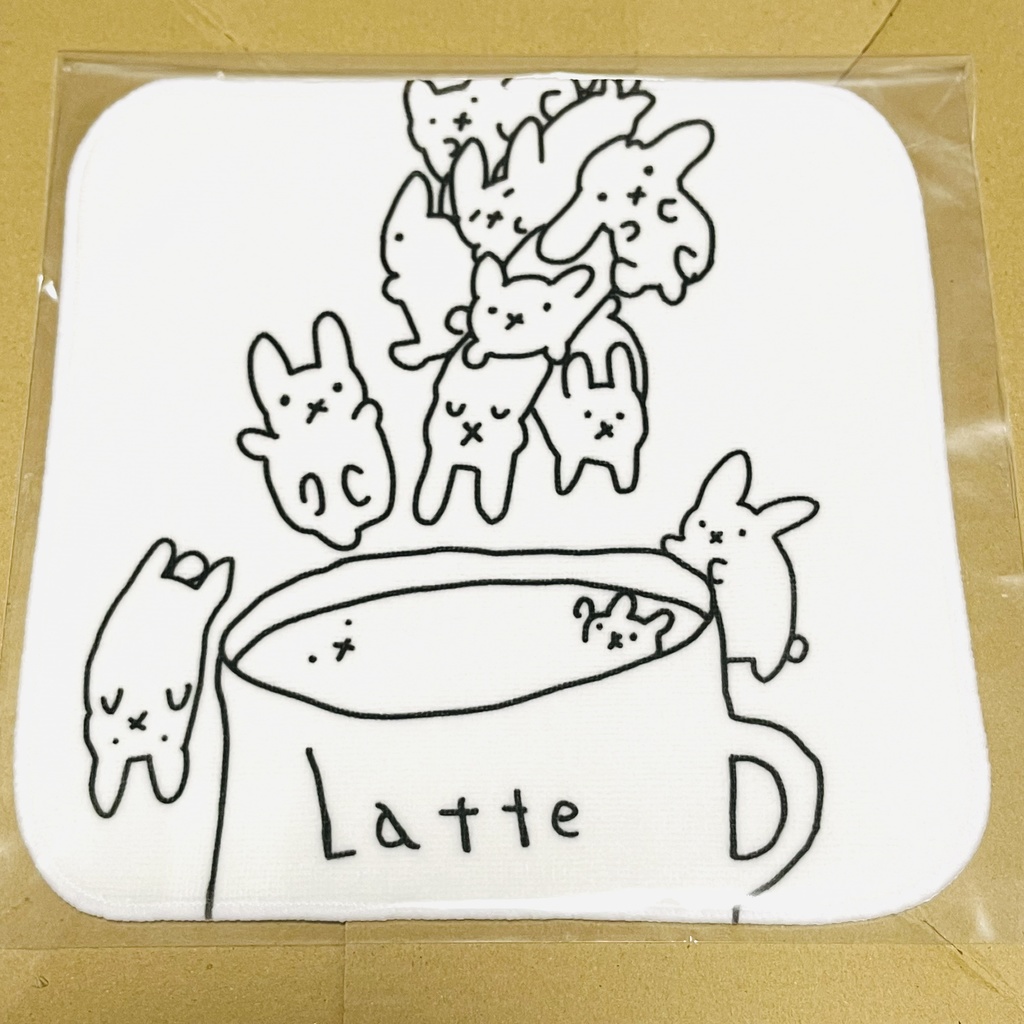 #14 うさぎラテ　ハンカチ