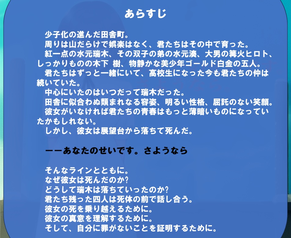 【マーダーミステリー 】あなたのせいです。さようなら。