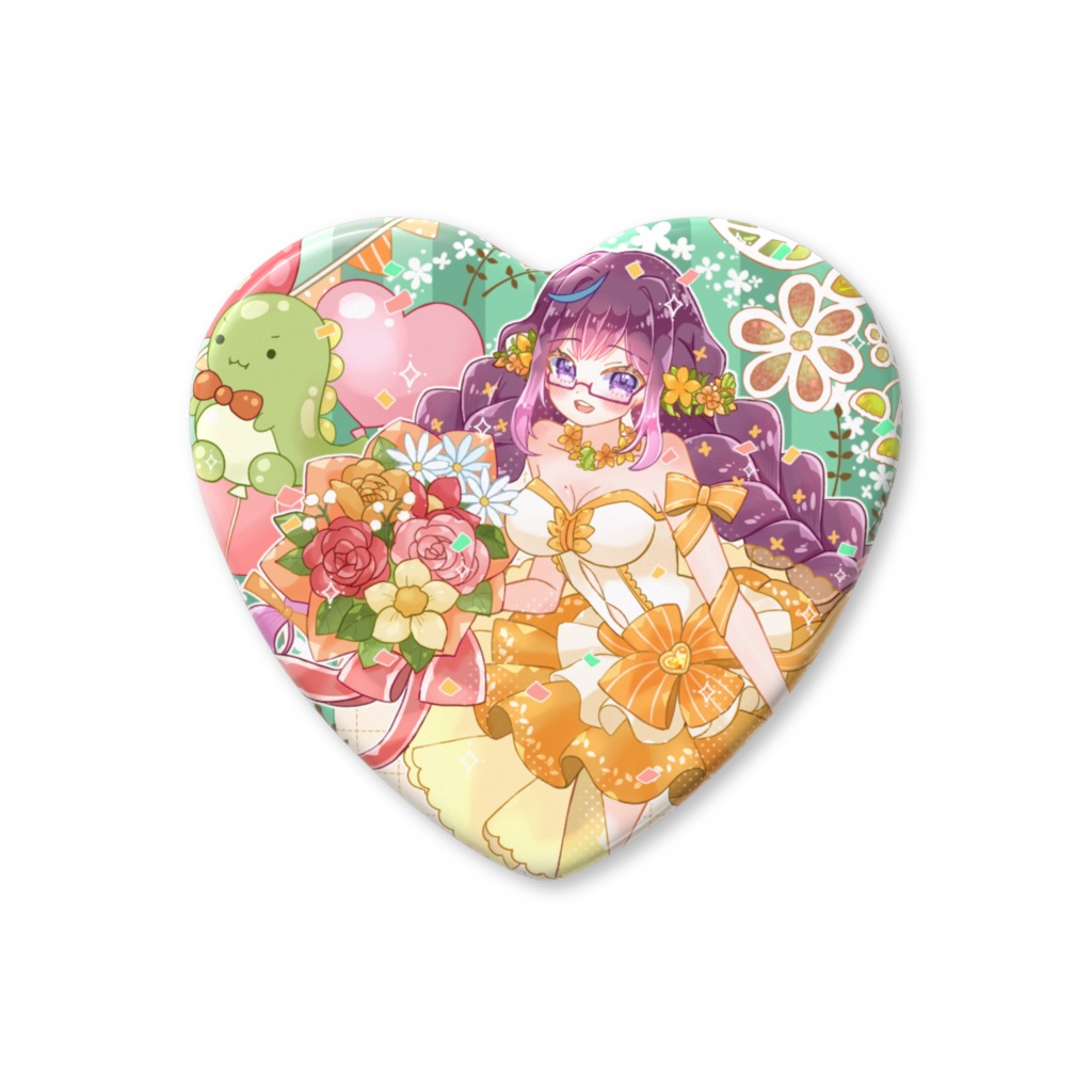 【絶叫ちぃちゃん活動5周年グッズ】缶バッジハート型57mm