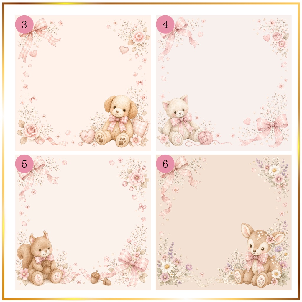 ぬいぐるみモチーフのメッセージカード