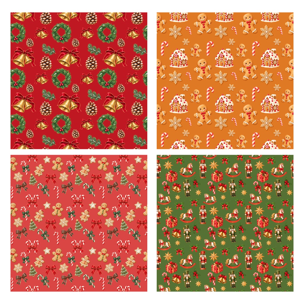 【全24種】クリスマス柄 シームレスパターン素材セット|水彩風・デジタルペーパー・背景素材