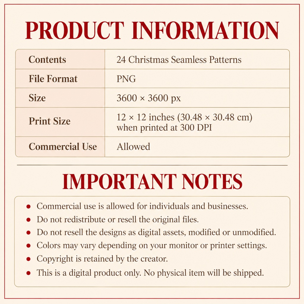【全24種】クリスマス柄 シームレスパターン素材セット|水彩風・デジタルペーパー・背景素材