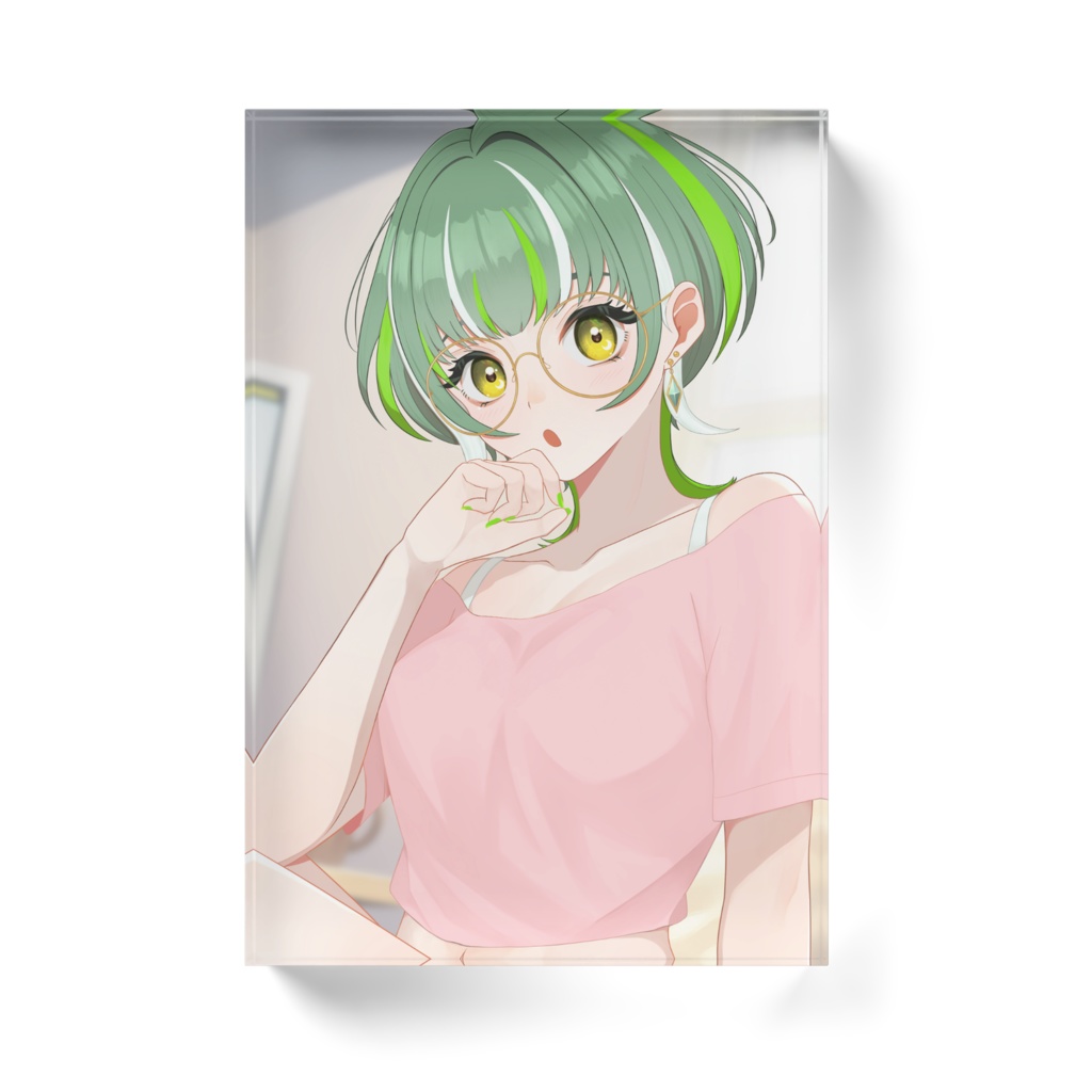 部屋着緑月 アクリルブロック