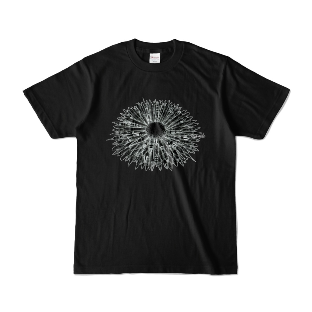 平和の花Tシャツ(黒地ver)