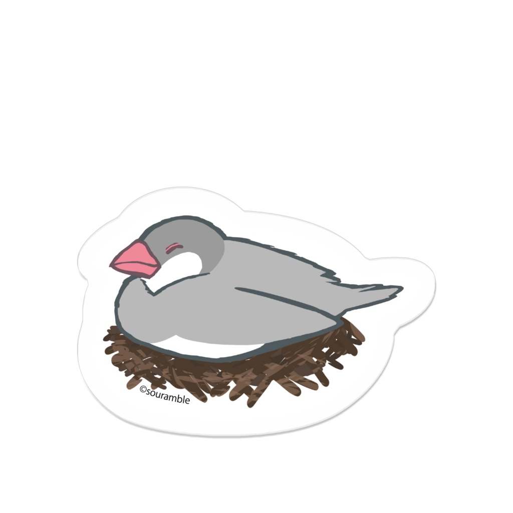 シルバー文鳥アクリルバッジ