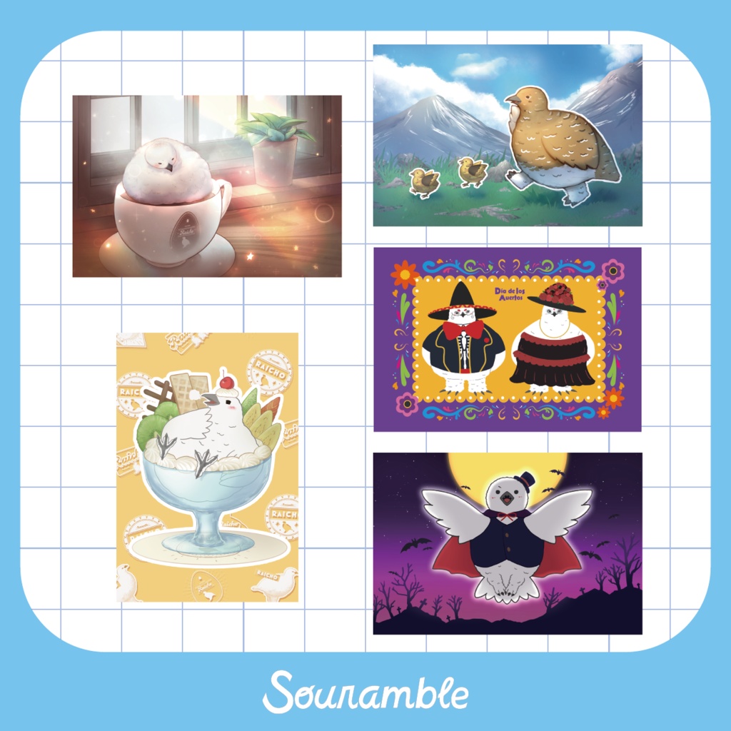 ライチョウポストカードセット（5枚セット)