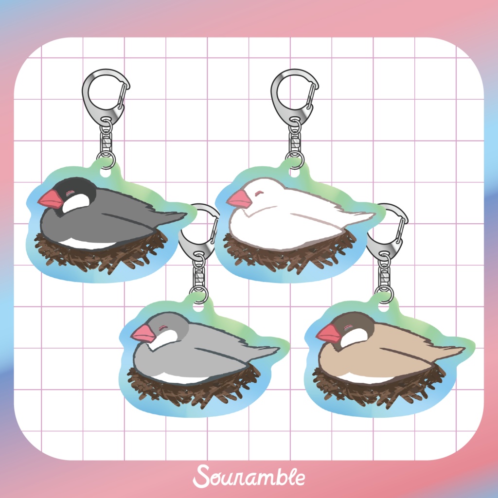 文鳥オーロラアクリルキーホルダー