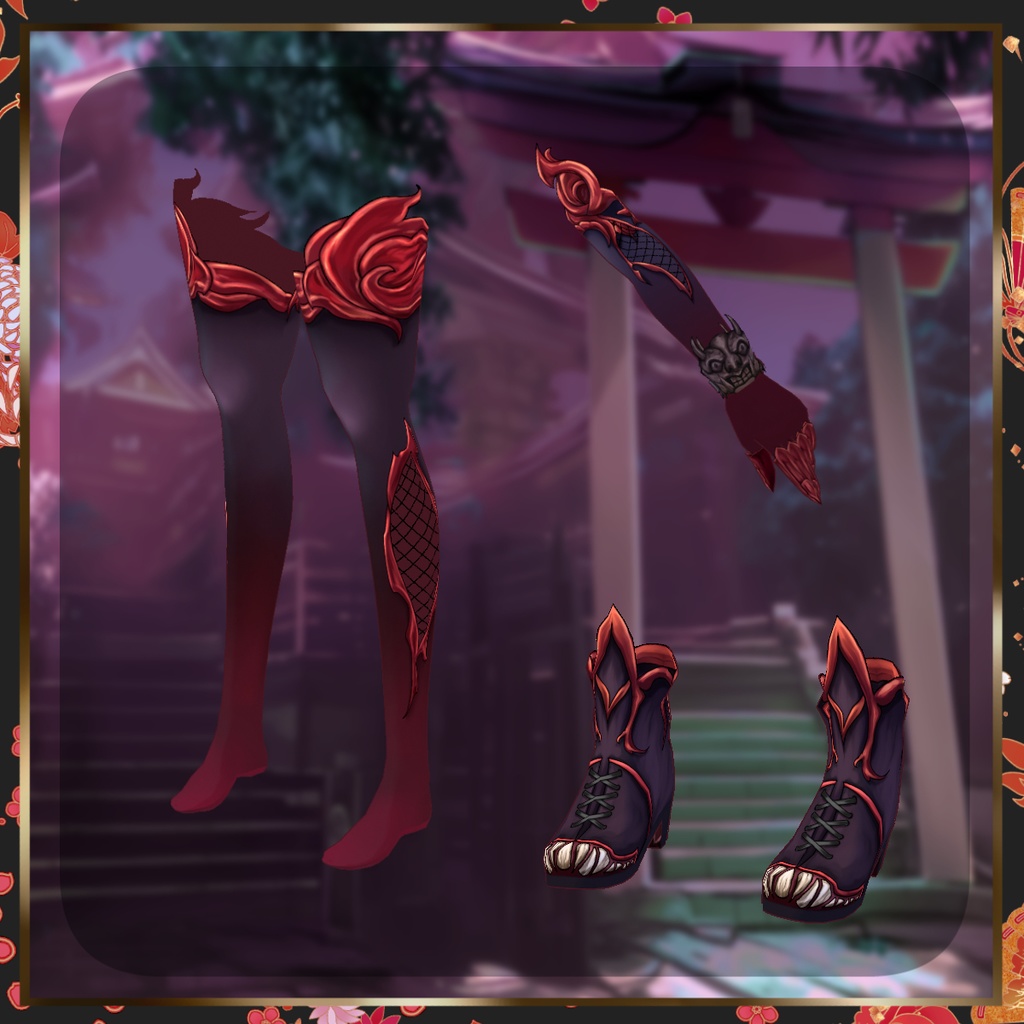 【VRoid】オリジナルモデル退魔師ちゃん+衣装退魔師のドレス