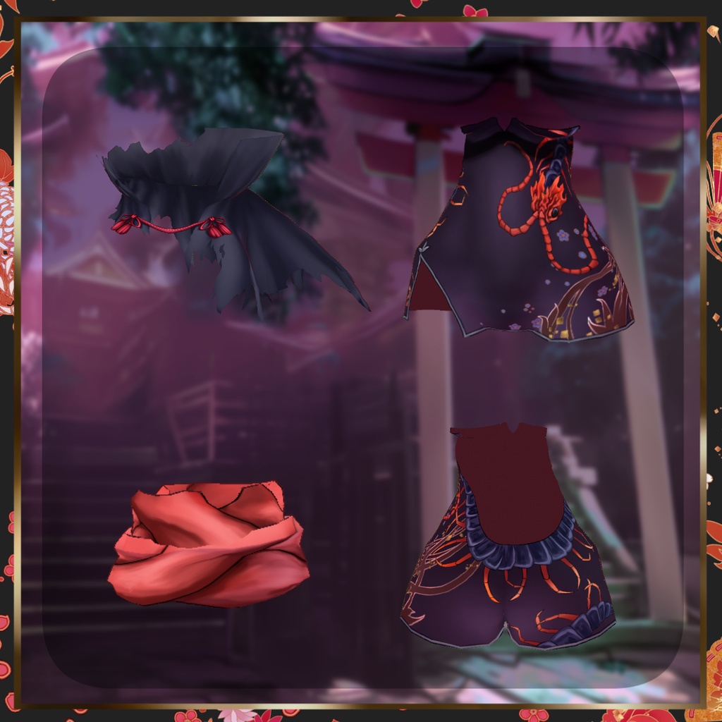 【VRoid】オリジナルモデル退魔師ちゃん+衣装退魔師のドレス