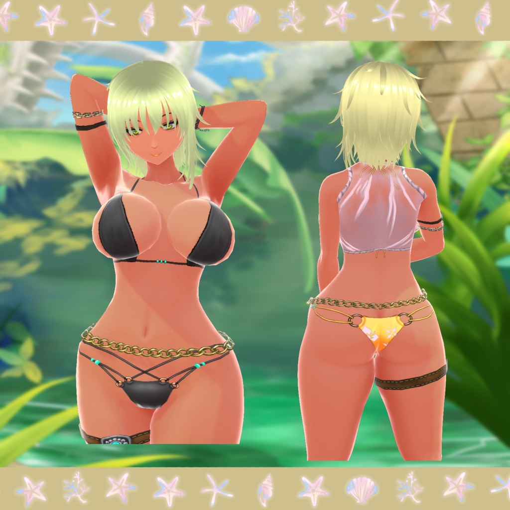 【VRoid】濡れ透けシャツ+ビキニセット【水着】