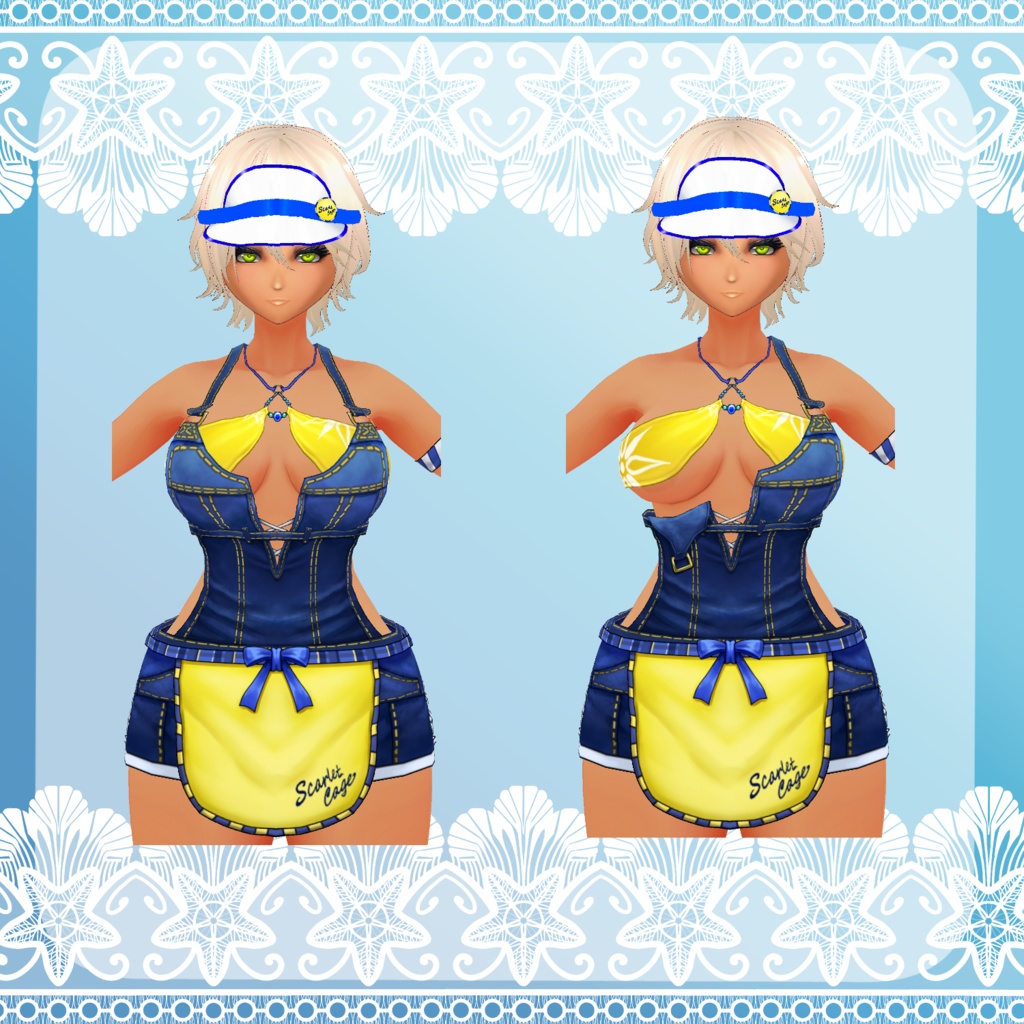 【Vroid】海辺のダイナー水着(Sea side diner swim wear set)