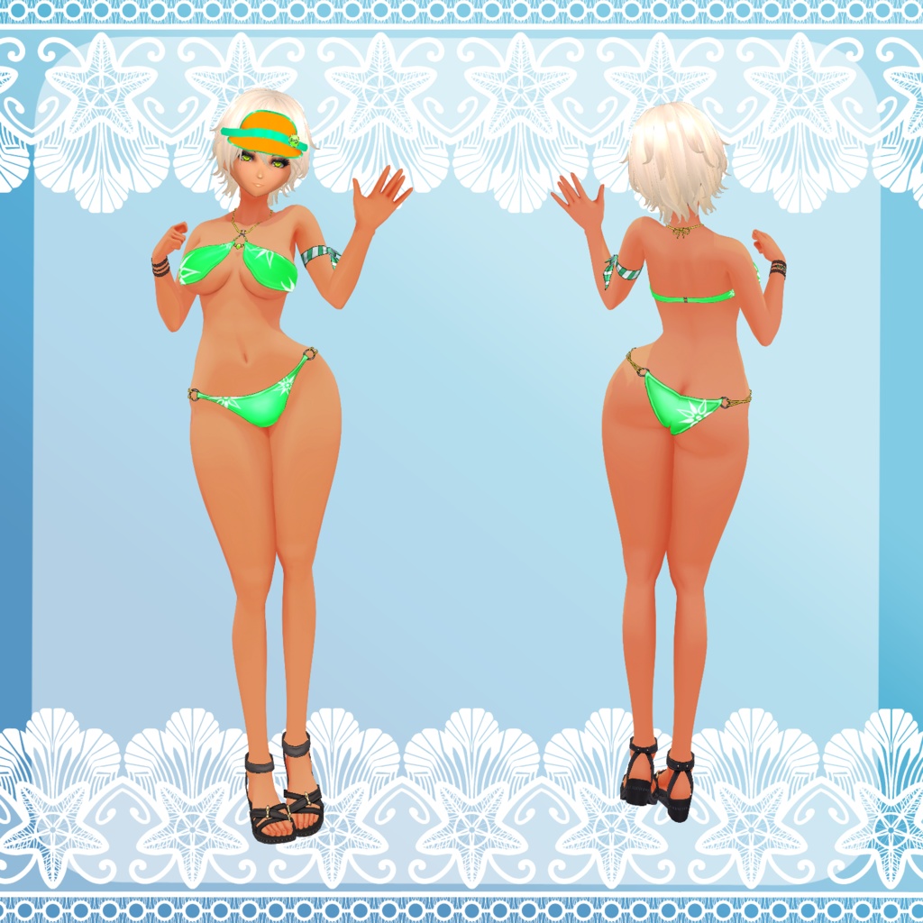 【Vroid】海辺のダイナー水着(Sea side diner swim wear set)