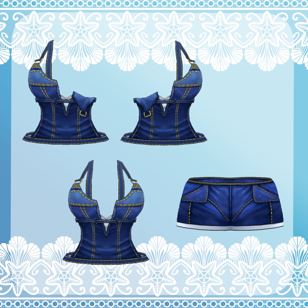 【Vroid】海辺のダイナー水着(Sea side diner swim wear set)