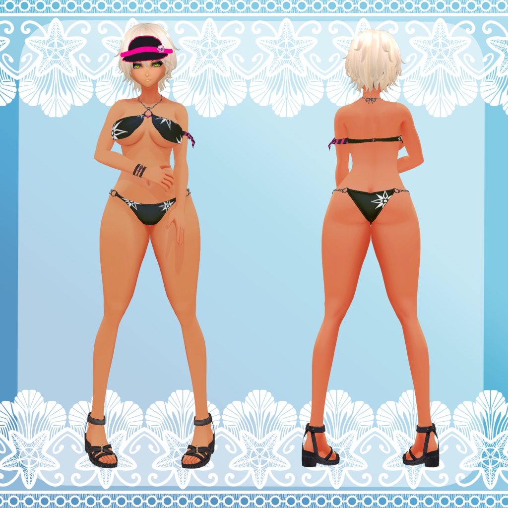 【Vroid】海辺のダイナー水着(Sea side diner swim wear set)