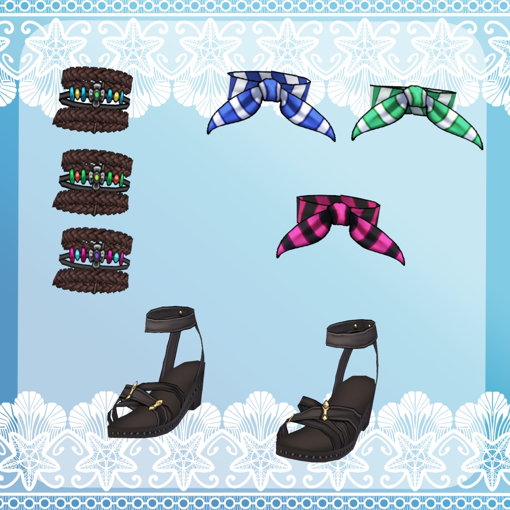 【Vroid】海辺のダイナー水着(Sea side diner swim wear set)