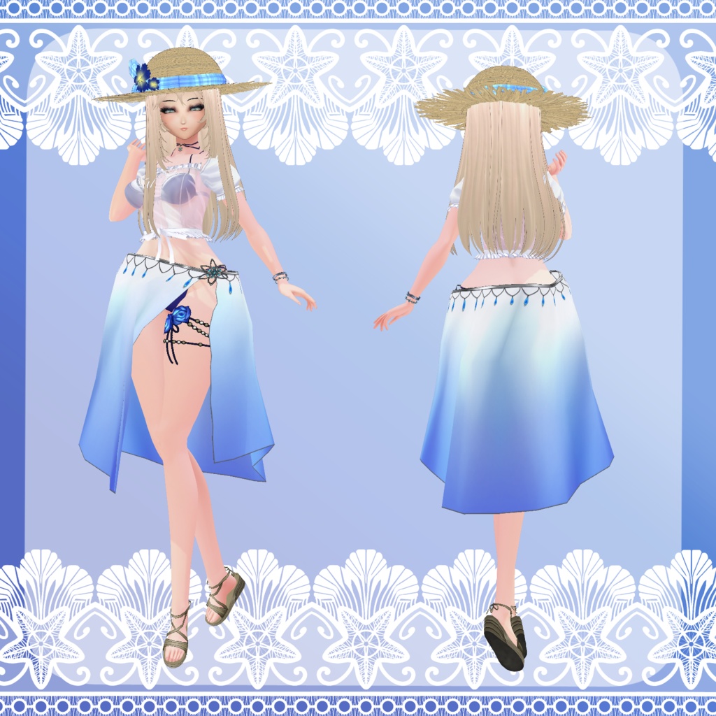 【Vroid】渚の麦わら水着(Nagisa swim wear set)