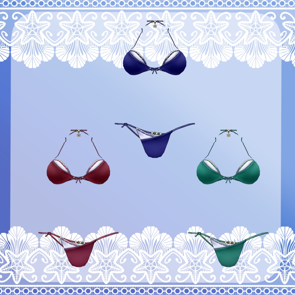 【Vroid】渚の麦わら水着(Nagisa swim wear set)