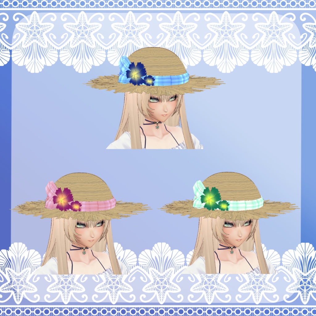 【Vroid】渚の麦わら水着(Nagisa swim wear set)