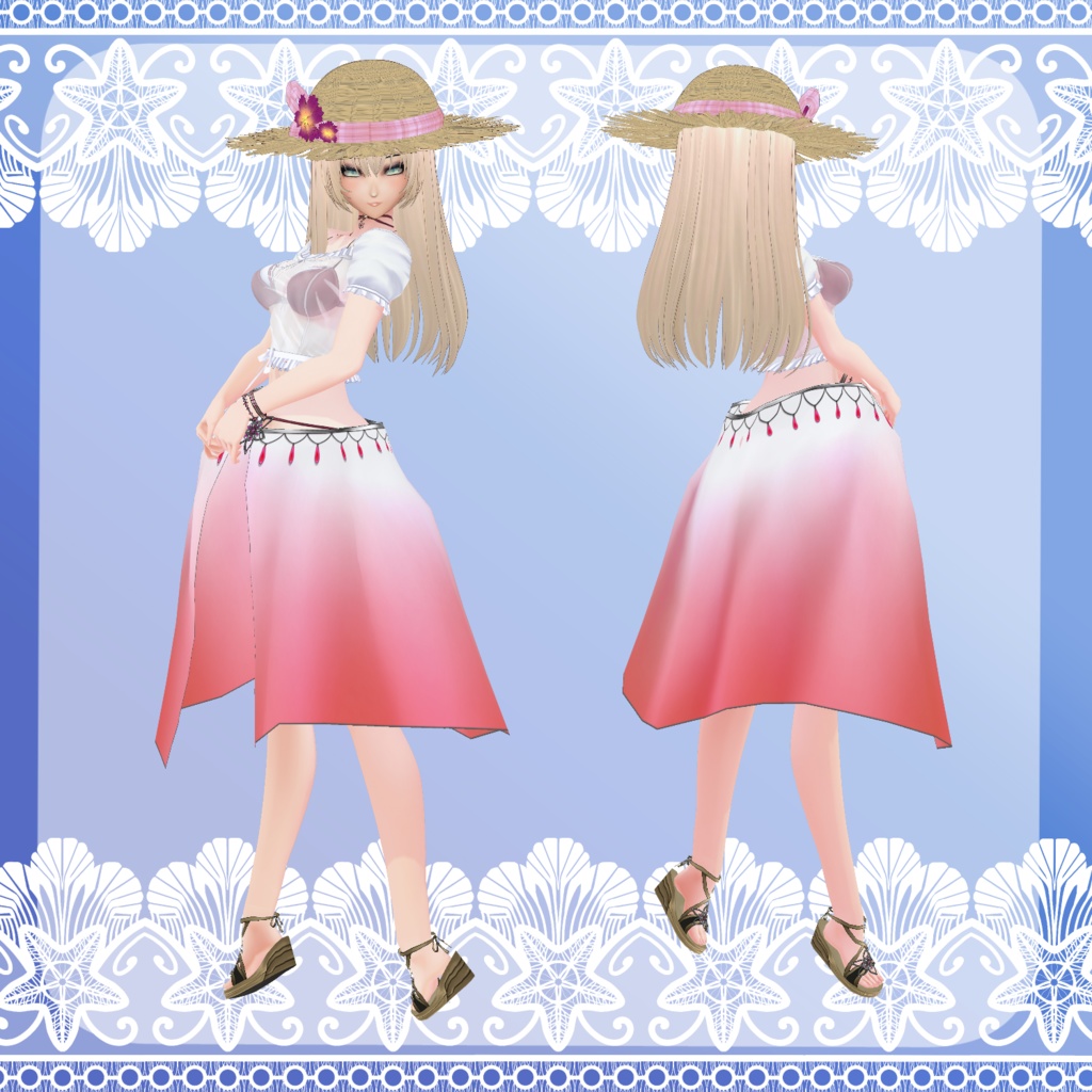 【Vroid】渚の麦わら水着(Nagisa swim wear set)