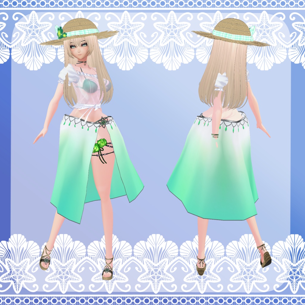 【Vroid】渚の麦わら水着(Nagisa swim wear set)