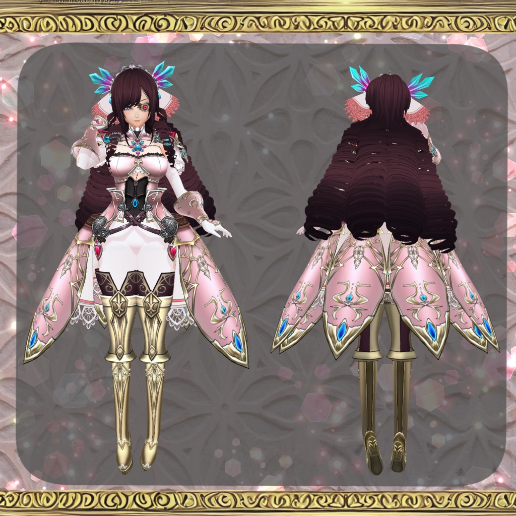 【Vroid】輝石の女帝の鎧ドレス【ファンタジー衣装】