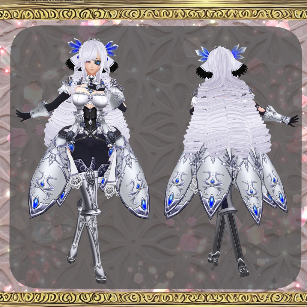 【Vroid】輝石の女帝の鎧ドレス【ファンタジー衣装】