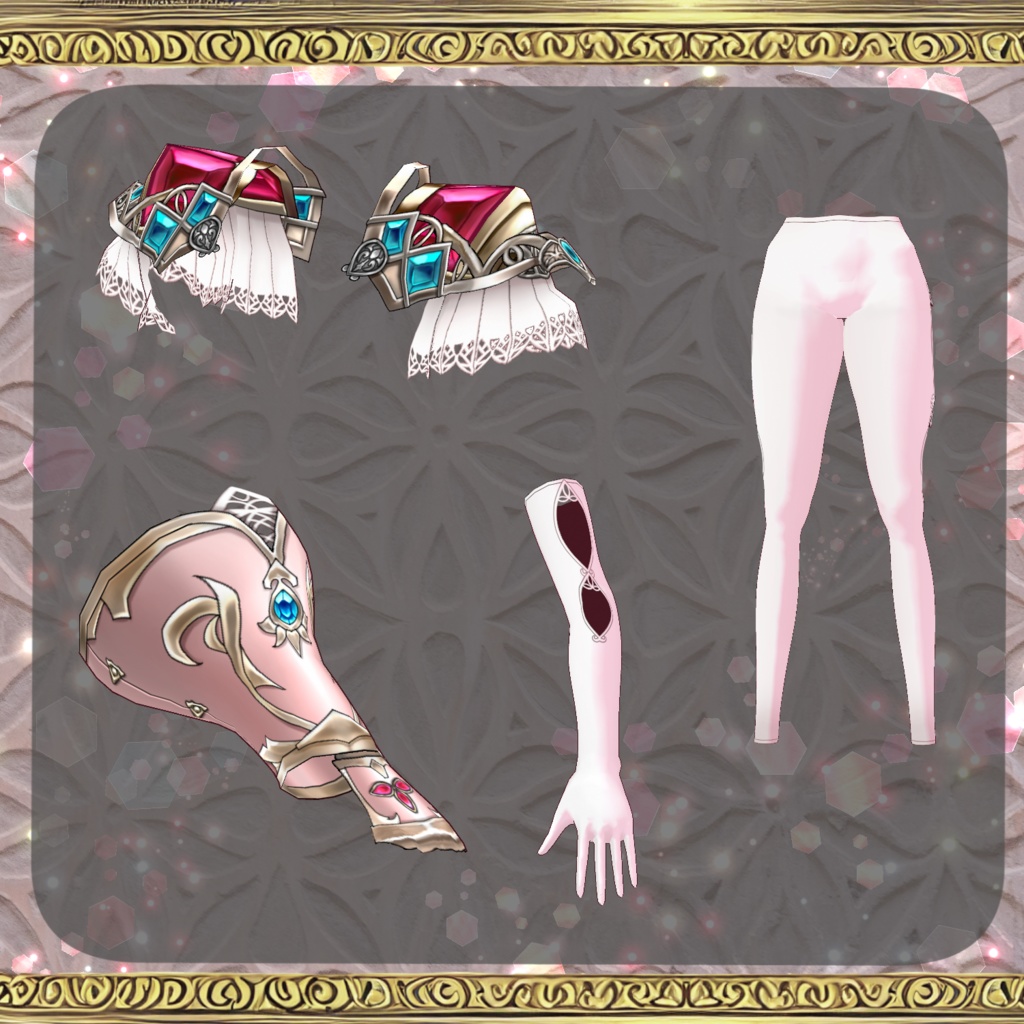 【Vroid】輝石の女帝の鎧ドレス【ファンタジー衣装】