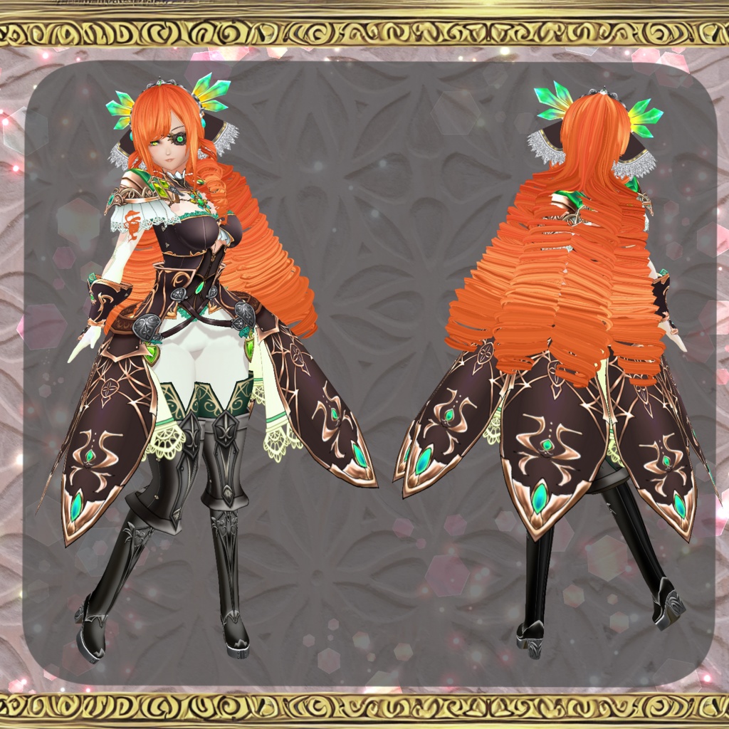 【Vroid】輝石の女帝の鎧ドレス【ファンタジー衣装】