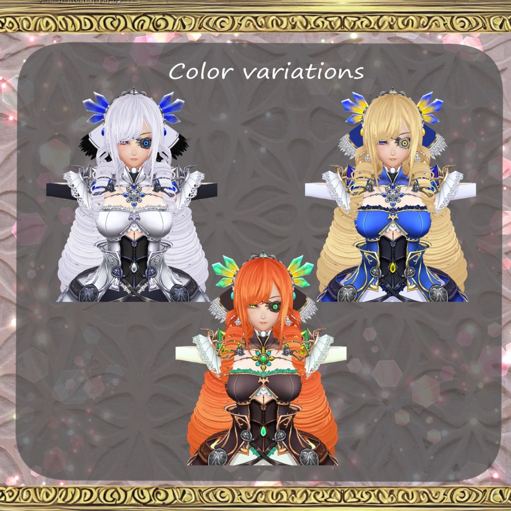 【Vroid】輝石の女帝の鎧ドレス【ファンタジー衣装】