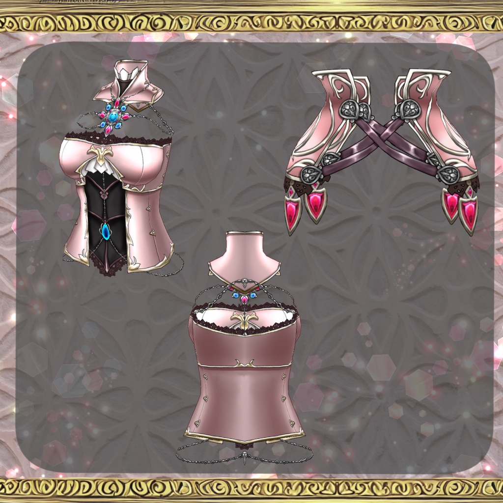 【Vroid】輝石の女帝の鎧ドレス【ファンタジー衣装】