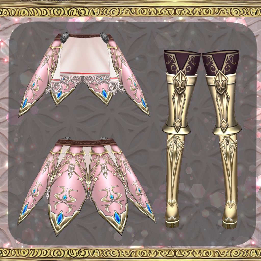 【Vroid】輝石の女帝の鎧ドレス【ファンタジー衣装】