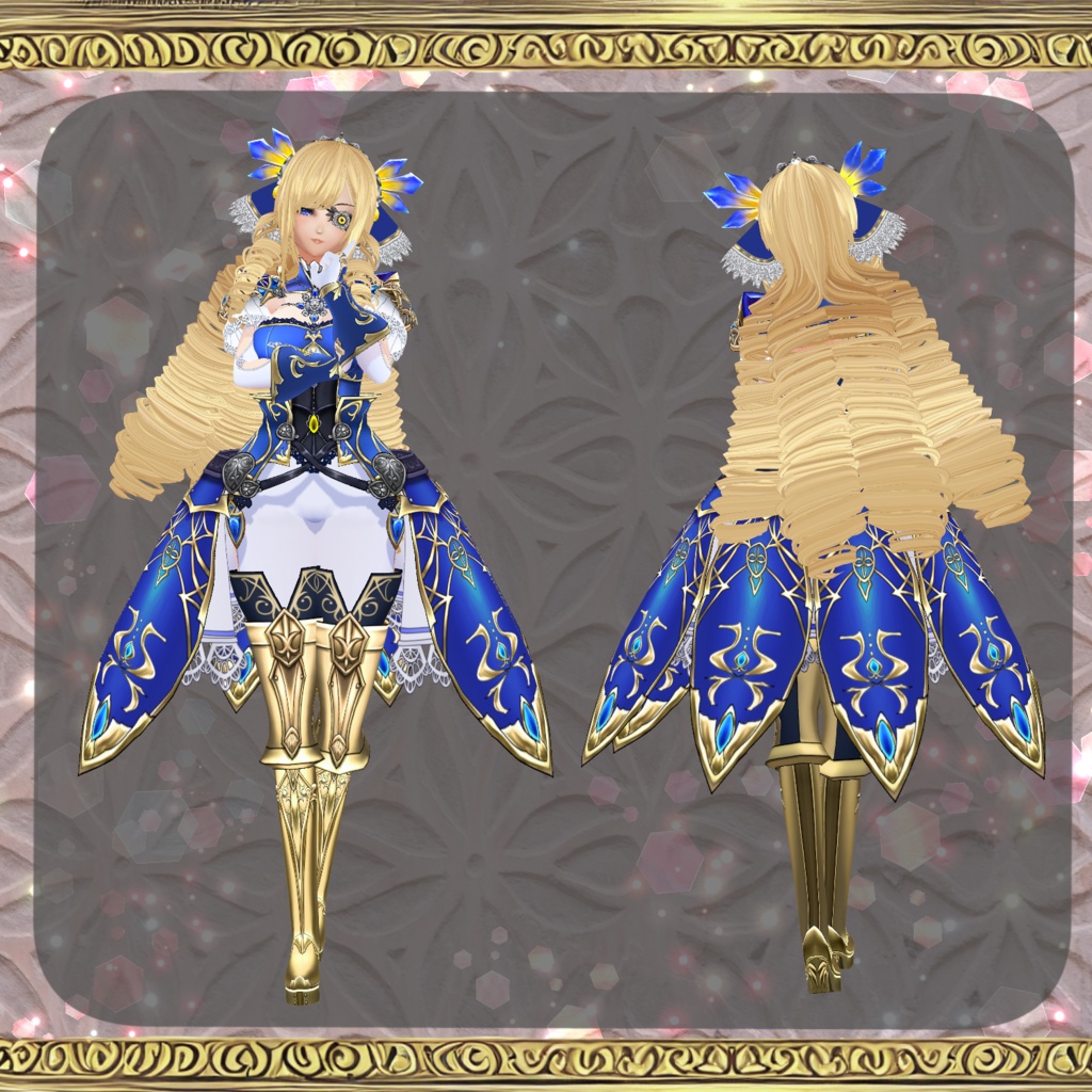 【Vroid】輝石の女帝の鎧ドレス【ファンタジー衣装】