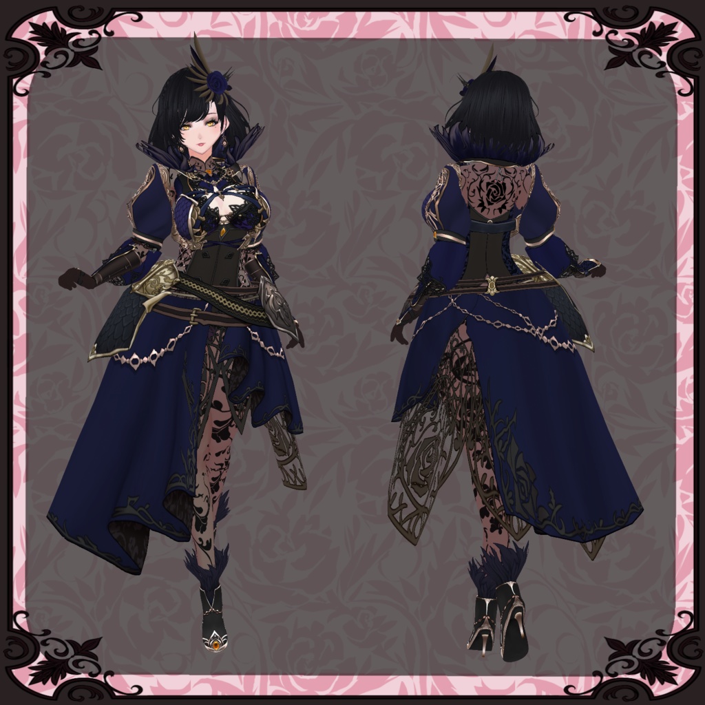 【Vroid】緋炎のドレス【ファンタジー衣装】