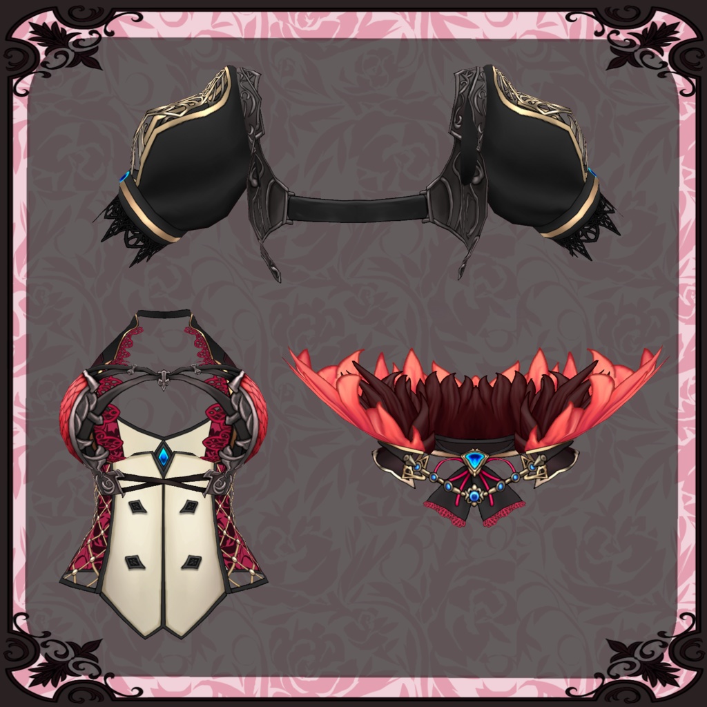 【Vroid】緋炎のドレス【ファンタジー衣装】