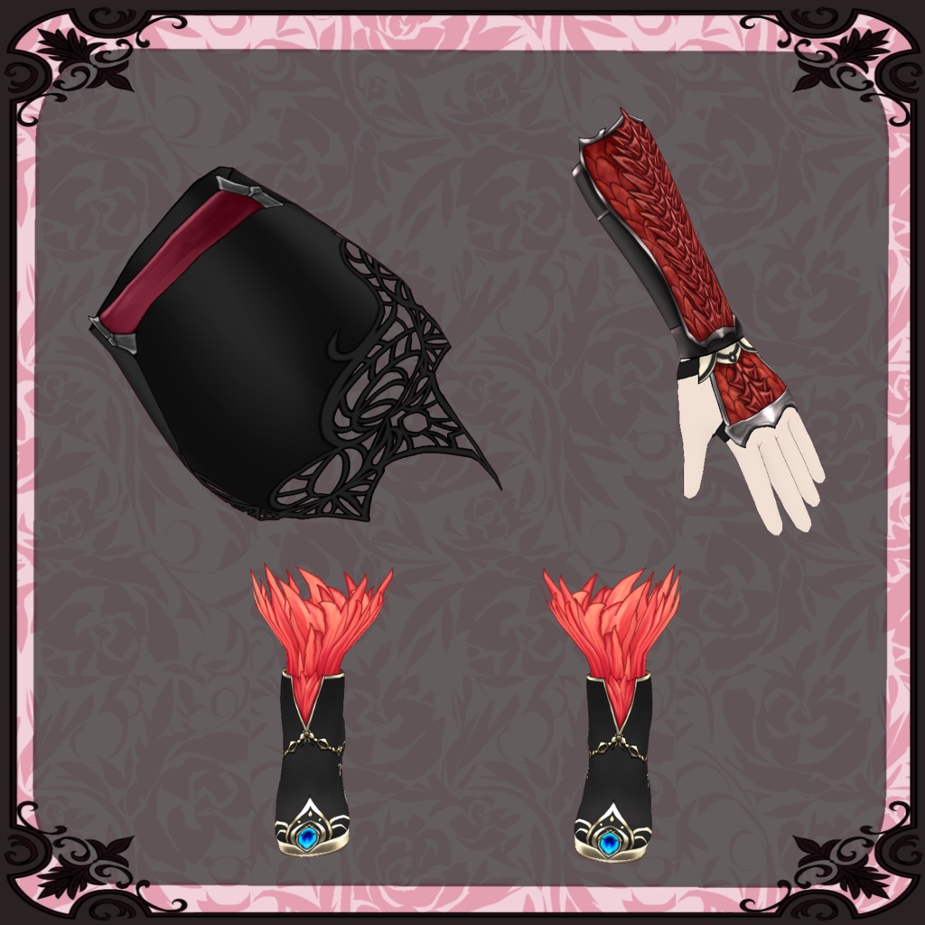 【Vroid】緋炎のドレス【ファンタジー衣装】