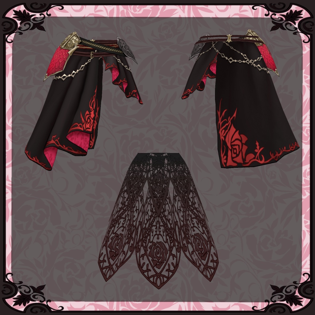 【Vroid】緋炎のドレス【ファンタジー衣装】