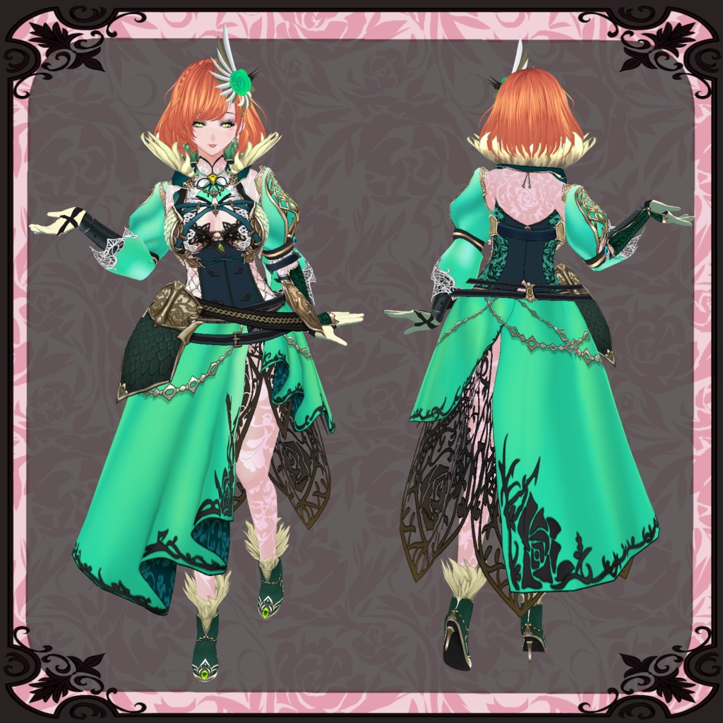 【Vroid】緋炎のドレス【ファンタジー衣装】