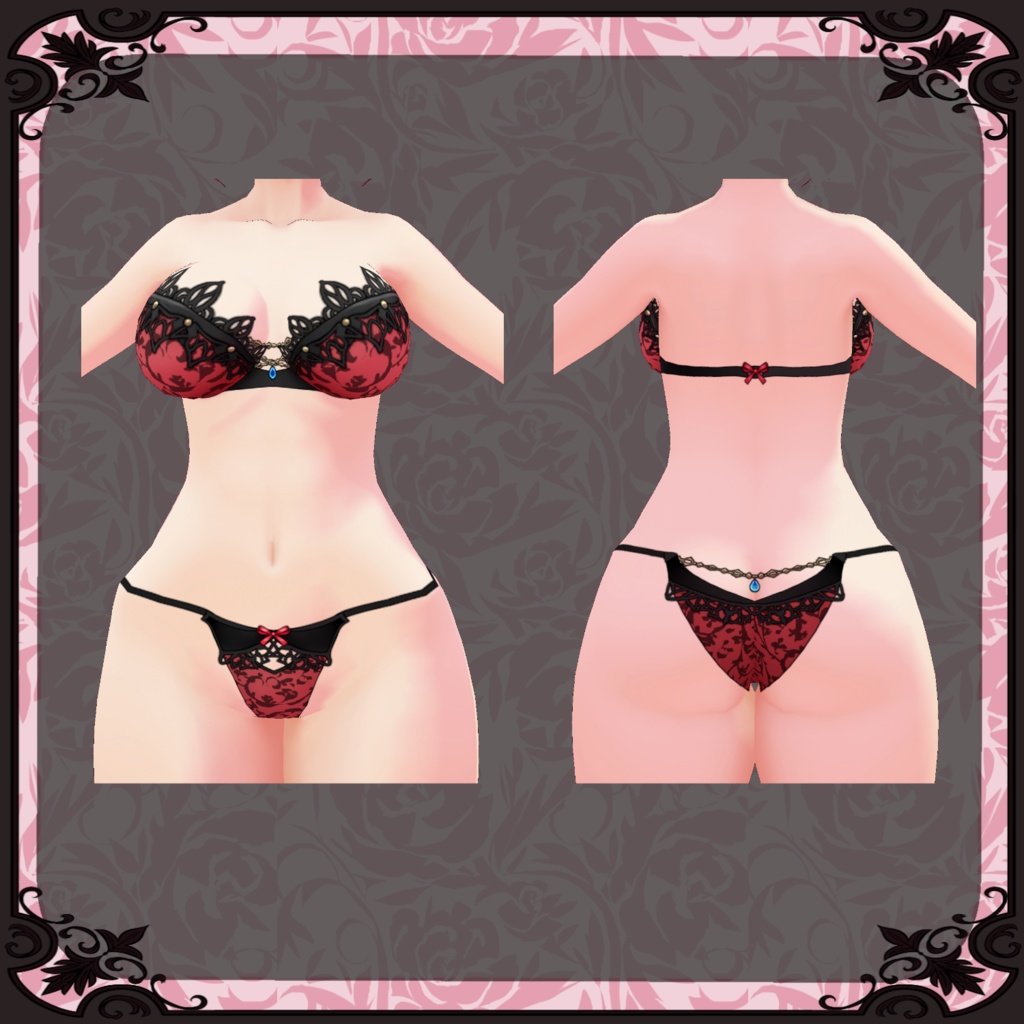 【Vroid】緋炎のドレス【ファンタジー衣装】