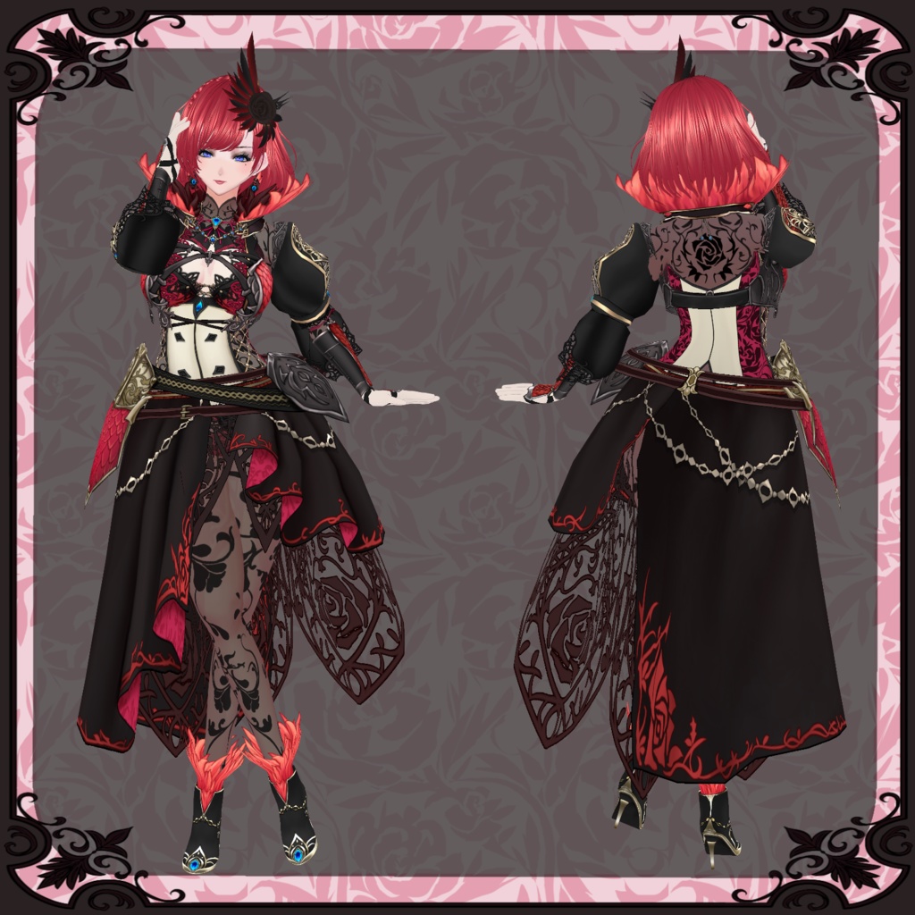 【Vroid】緋炎のドレス【ファンタジー衣装】