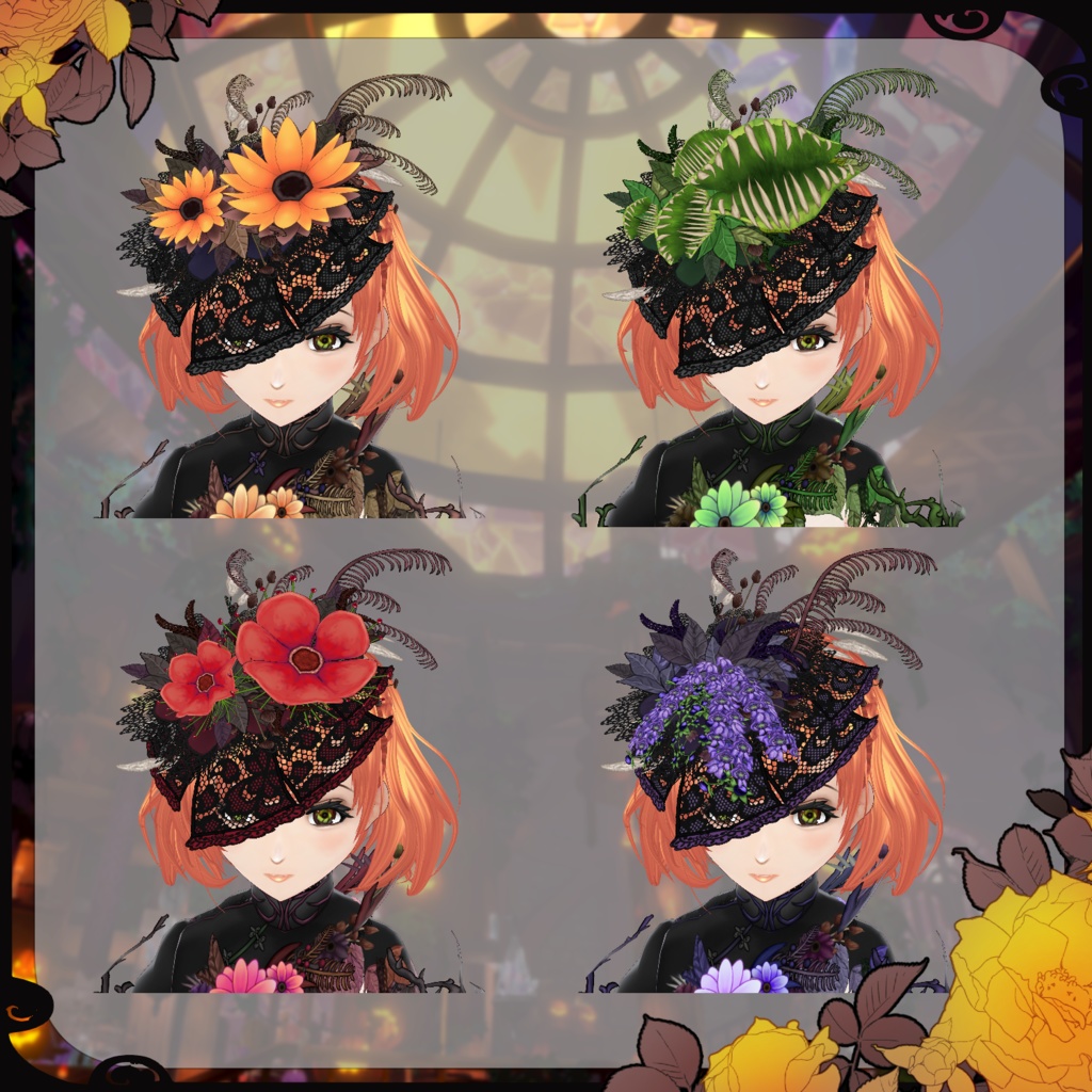 【Vroid】枯花絢爛 ドライフラワードレス【ハロウィン衣装】