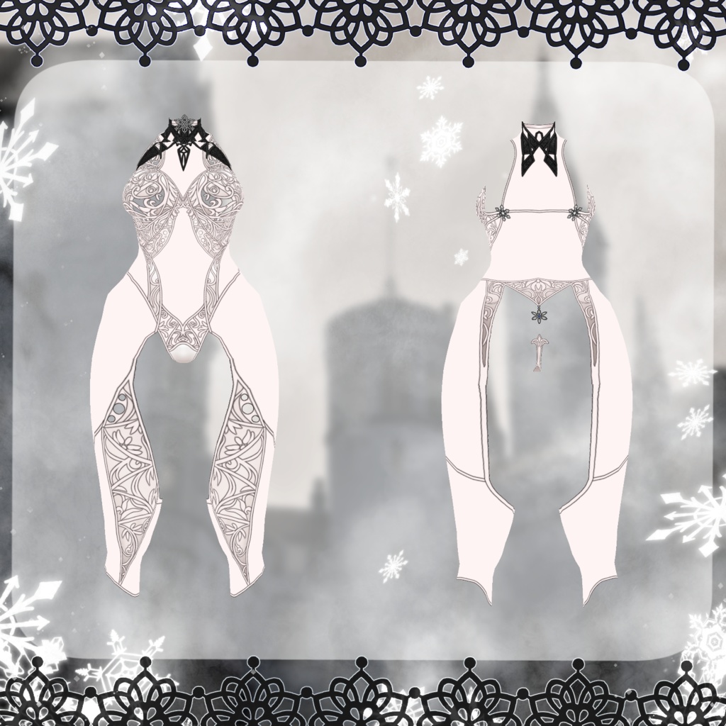【Vroid】氷晶女王の鎧【ファンタジー衣装】