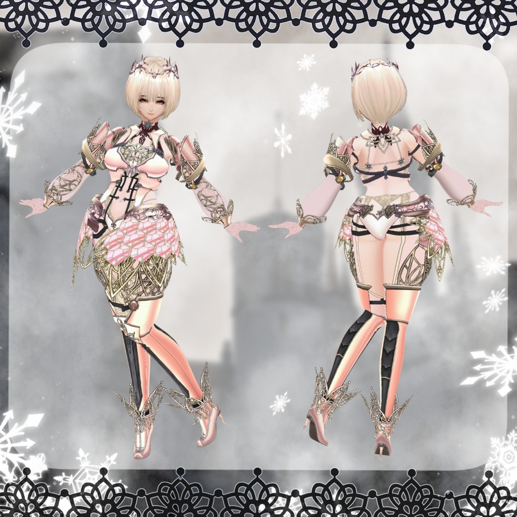 【Vroid】氷晶女王の鎧【ファンタジー衣装】