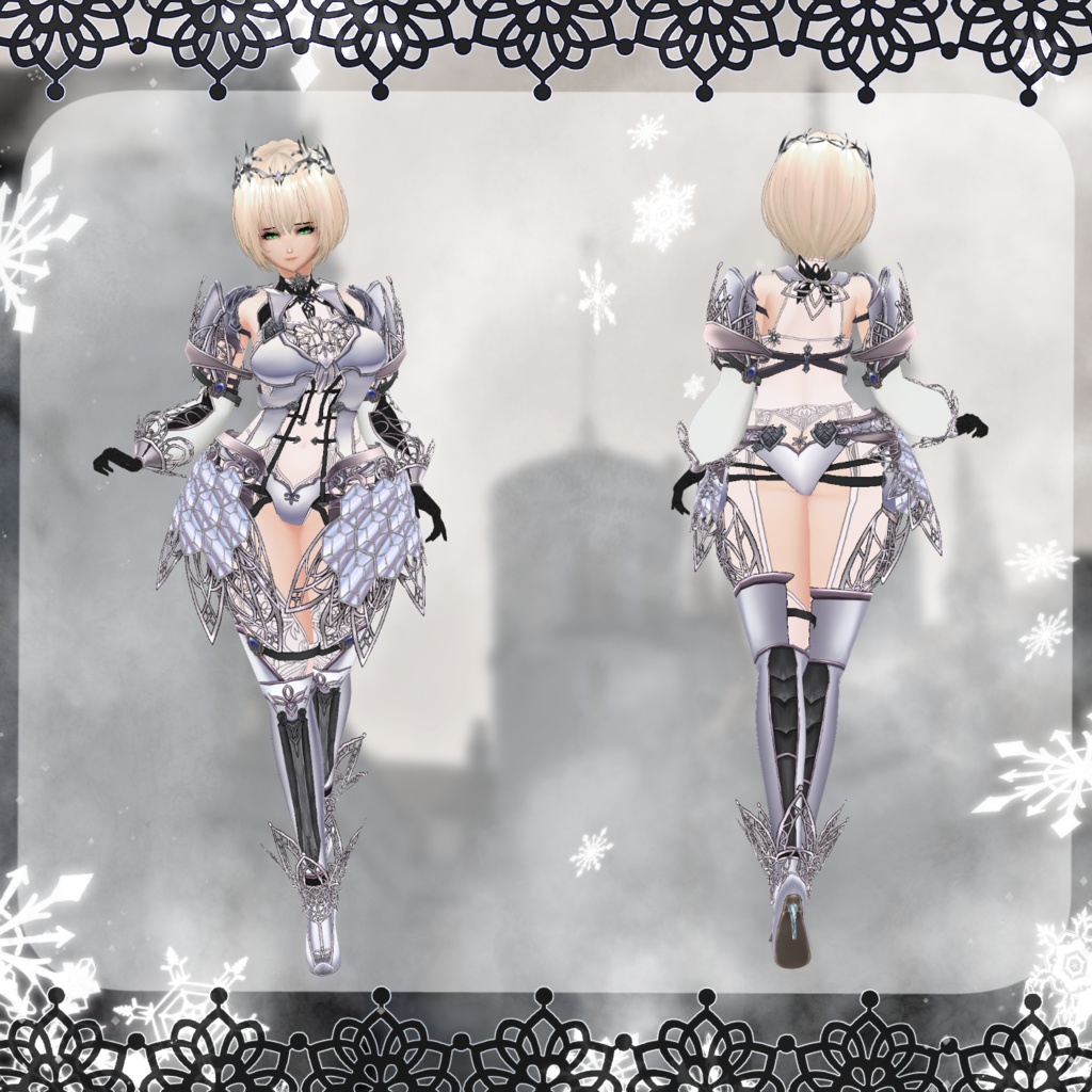 【Vroid】氷晶女王の鎧【ファンタジー衣装】
