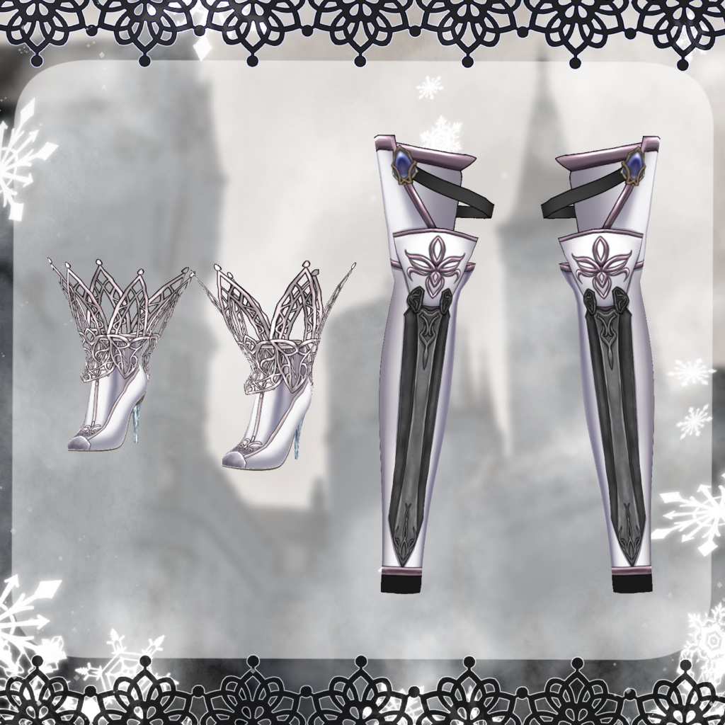 【Vroid】氷晶女王の鎧【ファンタジー衣装】