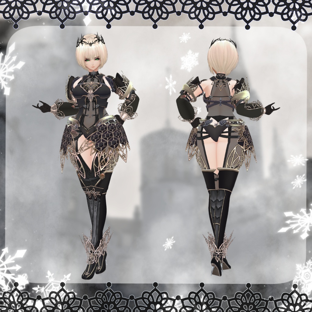 【Vroid】氷晶女王の鎧【ファンタジー衣装】