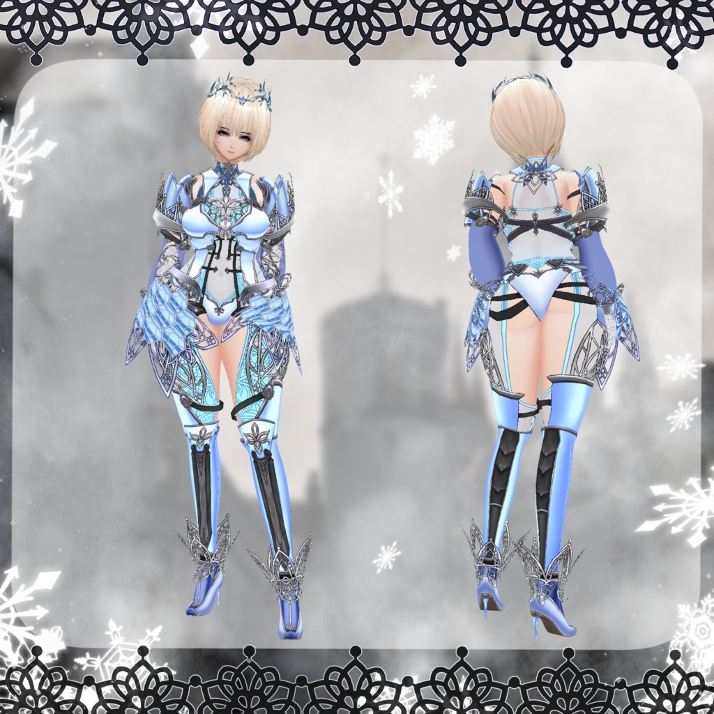 【Vroid】氷晶女王の鎧【ファンタジー衣装】