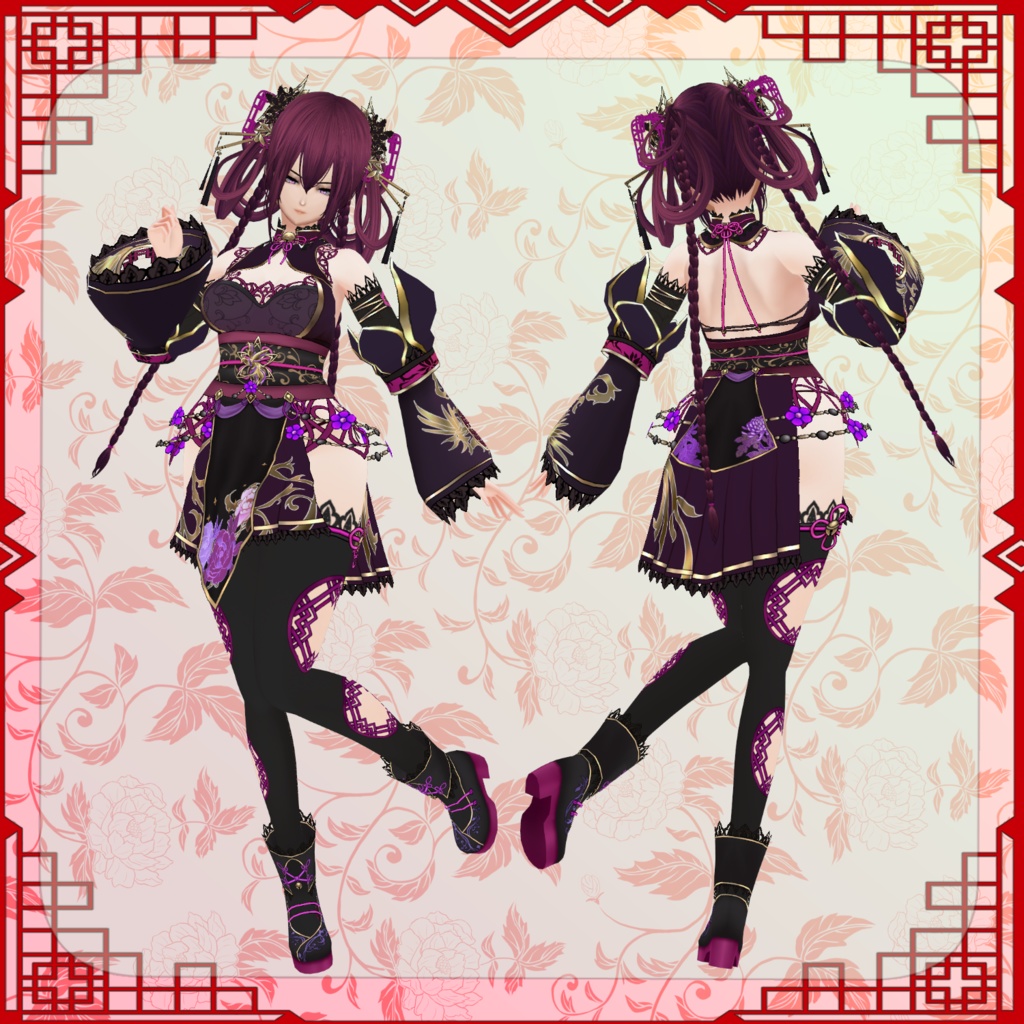 【Vroid】繚乱籠鳥【ファンタジー衣装】